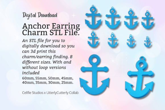 Anchor Earring Charm STL File - Digital: A Versatile Addition to Your 3D Printing Collection