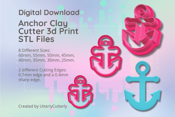 Anchor Earring Clay Cutter STL Files