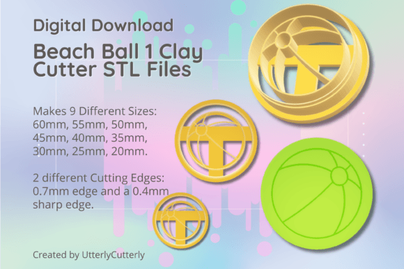Beach Ball 1 Clay Cutter - Earring STL Digital Files