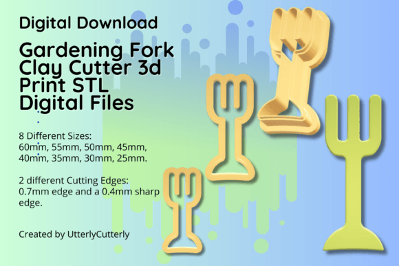 Clay Cutter STL File Gardening Fork: Digital Designs for Botanical Creations
