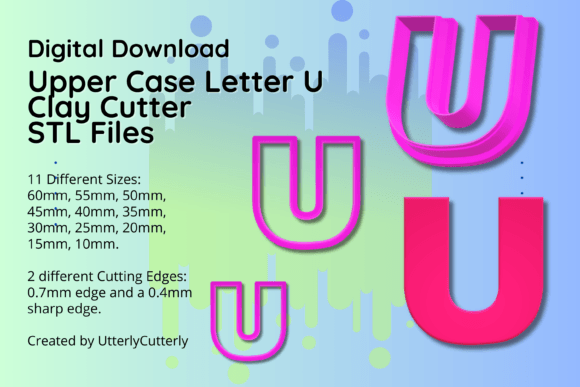 Clay Cutter STL File Upper Case Letter U