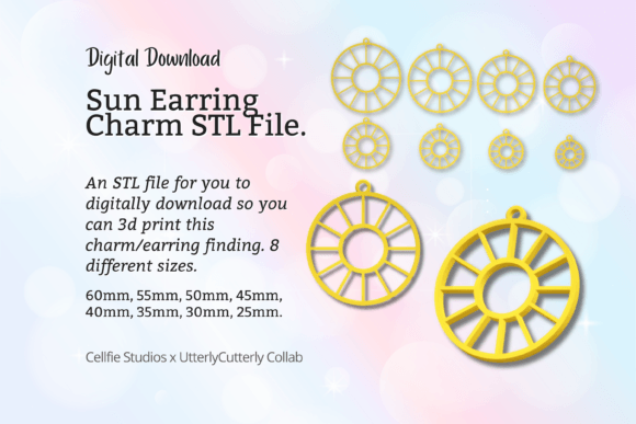 Discover the Versatility of Sun Earring Charm STL File - Digital Download