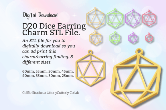 Explore Creative Possibilities with D20 Dice Earring Charm STL File