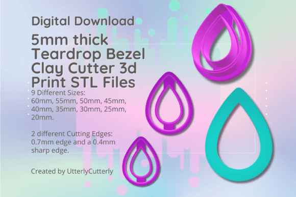 Explore Creative Possibilities with the 5mm Thick Teardrop Clay Cutter STL File