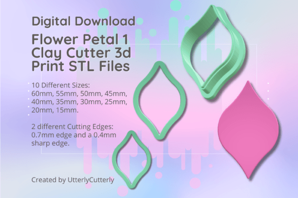 Flower Petal Clay Cutter STL File for Design