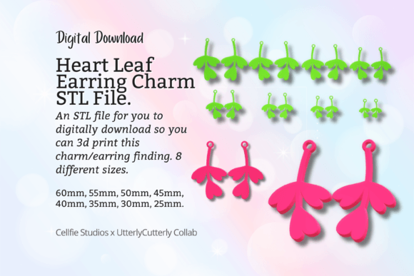 Heart Leaf Earring Charm STL File