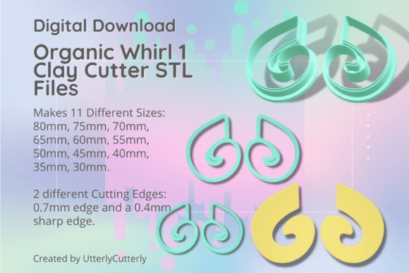 Organic Whirl 1 Clay Cutter - Earring STL
