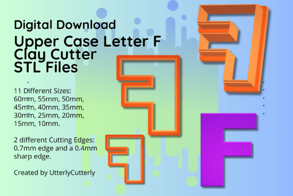 Upper Case Letter F Clay Cutter STL File