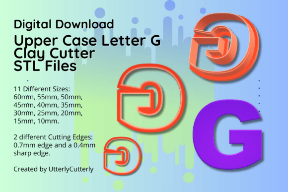 Upper Case Letter G Clay Cutter STL File