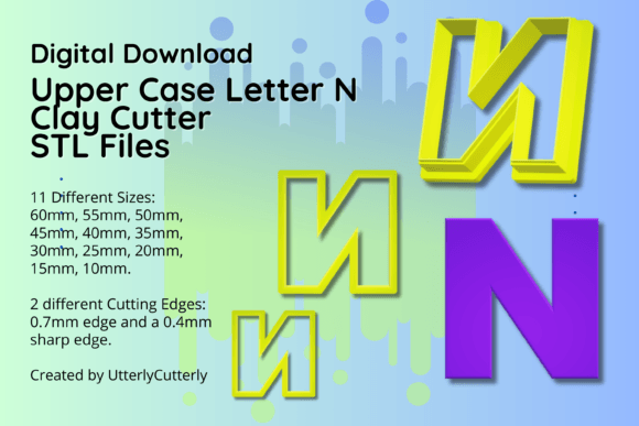 Upper Case Letter N Clay Cutter STL File