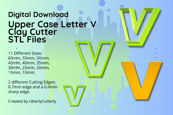 Upper Case Letter V Clay Cutter STL File